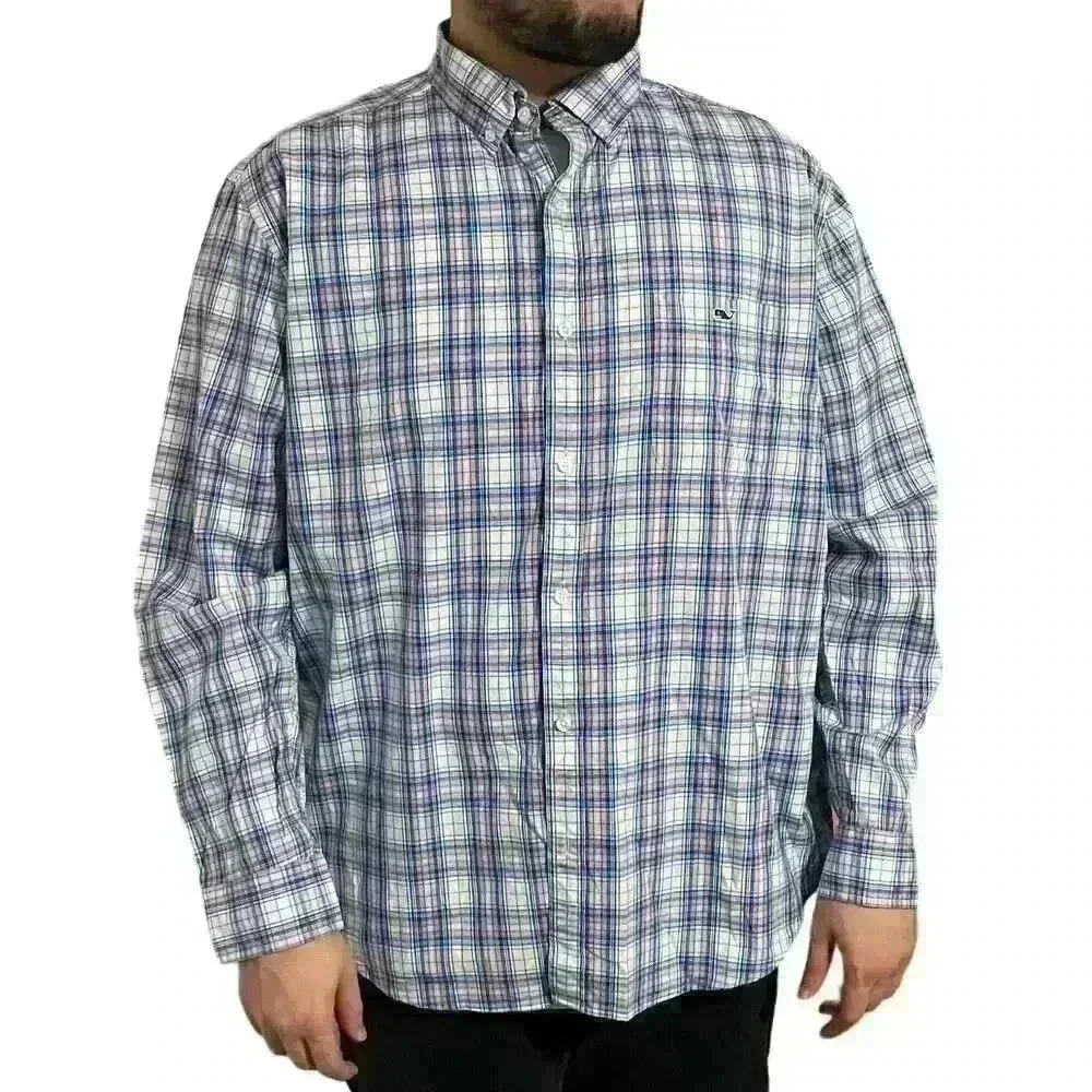 Vineyard Vines Mens Classic Fit Tucker plaid Button Down Shirt Size XXL